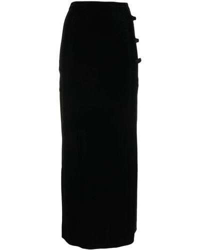 Ganni Velvet Bow-embellished Maxi Skirt - Black