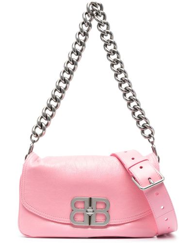 Balenciaga Small Bb Soft Flap Leather Shoulder Bag - Pink