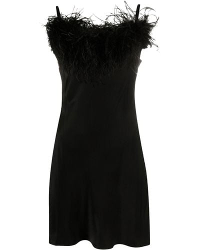 Beige Silk Slip Dress with Feather