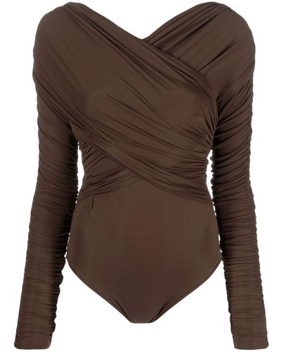 TOVE Joni Wrap Bodysuit - Women's - Elastane/viscose - Brown