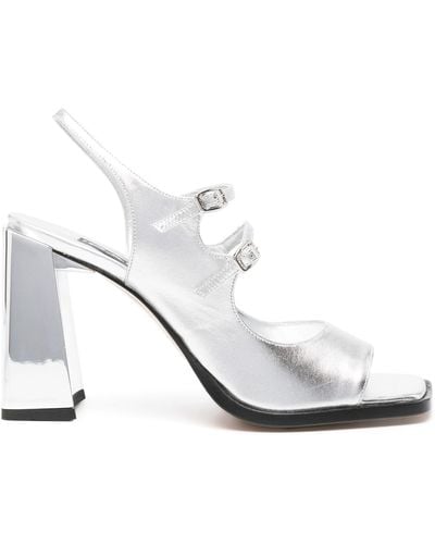 CAREL PARIS -tone Vendôme 95 Metallic Leather Sandals - White