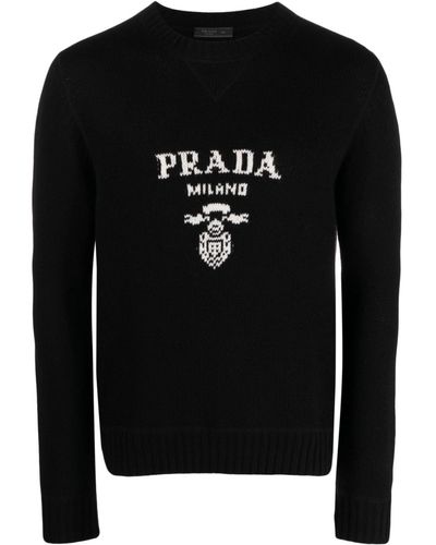 Prada Logo-intarsia Jumper - Men's - Cashmere/wool - Black