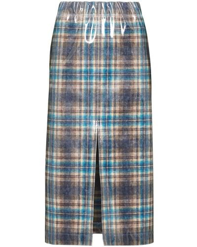 Maison Margiela Blue X Pendleton Checked Wool Skirt