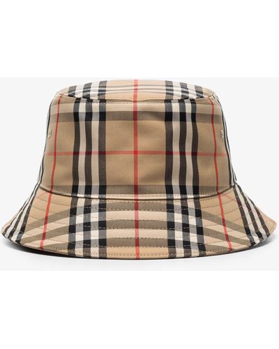 Burberry Vintage Check Cotton Bucket Hat - Unisex - Cotton/polyester - Natural