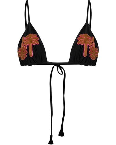 Johanna Ortiz Palm Tree Triangle Bikini Top - Black
