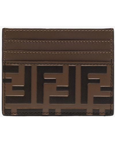 Fendi Ff Leather Card Holder - Brown