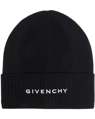Givenchy Embroidered Logo Wool Beanie Hat - Black
