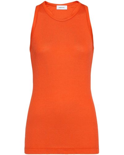 Ferragamo Ribbed Tank Top - Orange