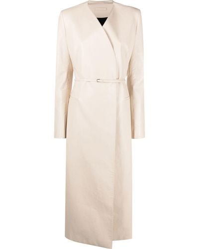GIA STUDIOS Faux Leather Trench Coat - Natural