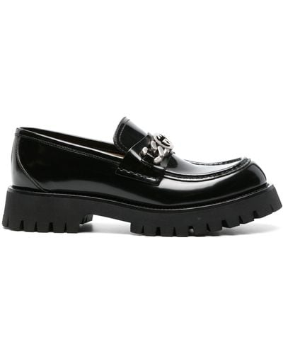 Gucci Harald Logo-embellished Patent-leather Loafers - Black