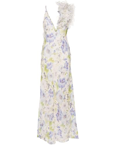 Zimmermann Shoulder Appliqué Floral Maxi Dress - White