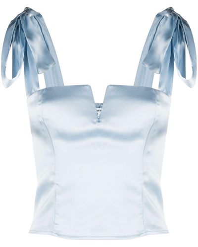 Reformation Tie-fastening Straps Silk Top - Blue