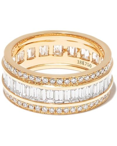 Anita Ko 18k Yellow Stacked Diamond Ring - White