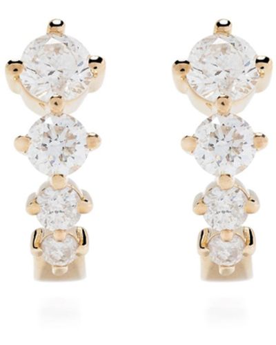 Adina Reyter 14k Yellow J Hoop Diamond Earrings - White