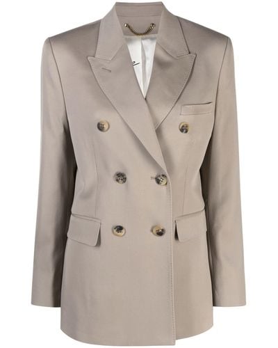 Golden Goose Double-breasted Blazer In Wool Blend - Natural