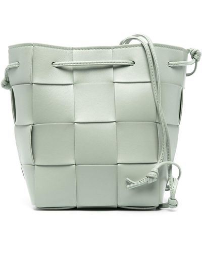 Bottega Veneta Intrecciato Mini Leather Bucket Bag - Women's - Calf Leather - Gray