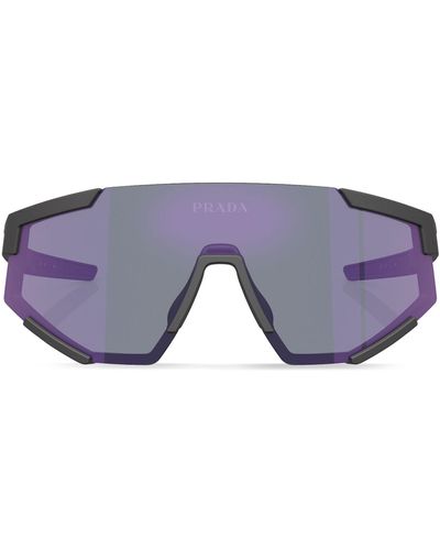 Prada Linea Rossa Linea Rossa Shield-frame Sunglasses - Men's - Nylon - Blue