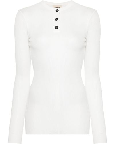 Khaite Fine-Ribbed Long-Sleeve T-Shirt - White