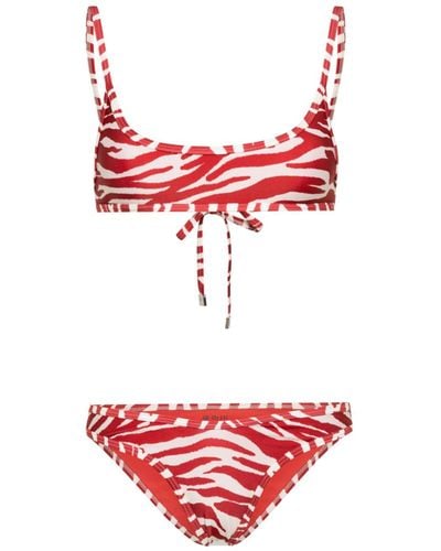 The Attico Zebra-print Bikini - Red