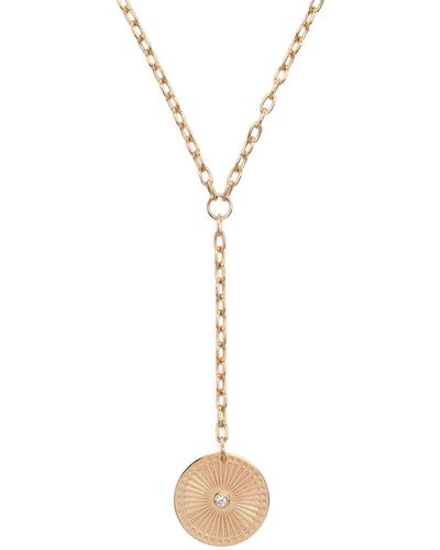Zoe Chicco 14k Yellow Small Sunbeam Medallion Diamond Necklace - Metallic