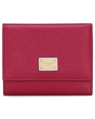 Dolce & Gabbana Pink Dauphine Leather Wallet - Women's - Calf Leather - Red