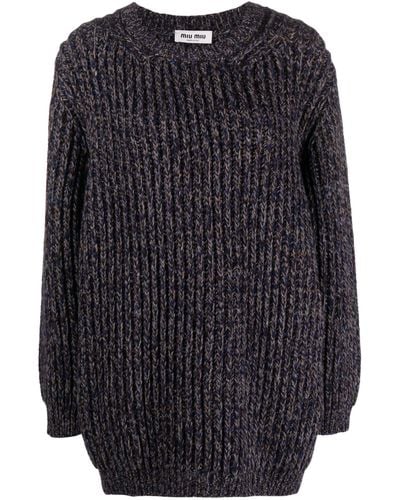 Miu Miu Crew-neck Virgin-wool Knitted Sweater - Black