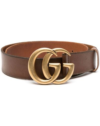 Gucci Leather Double G Belt - Brown