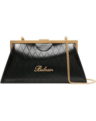 Balmain B-buzz Leather Clutch Bag - Women's - Polyester/calf Leather/polyurethane - Black