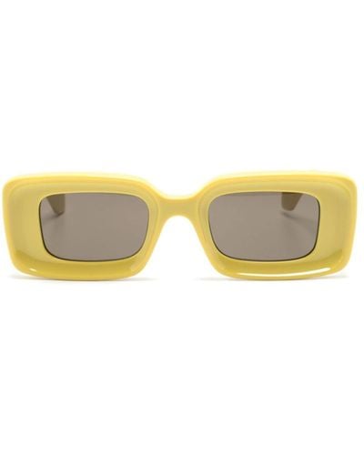Loewe Logo-plaque Rectangle-frame Sunglasses - Yellow