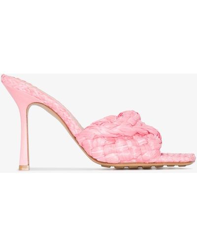 Bottega Veneta Stretch 90 Raffia Sandals - Pink