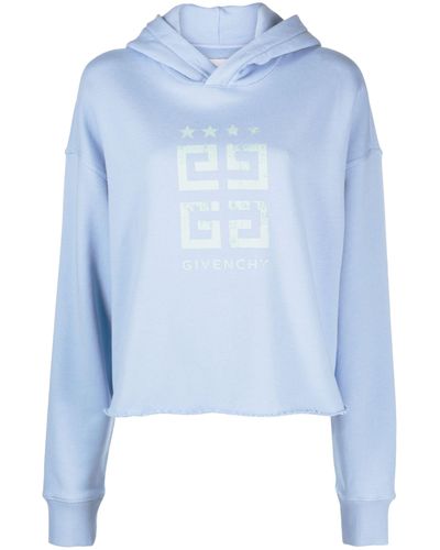 Givenchy 4g Logo-print Cotton Hoodie - Blue