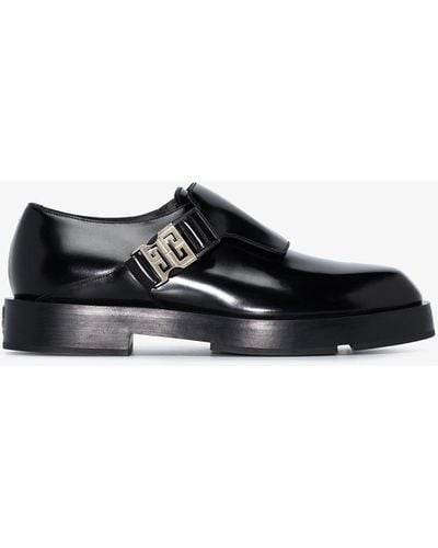 Givenchy Black 4g Buckle Leather Derby Shoes