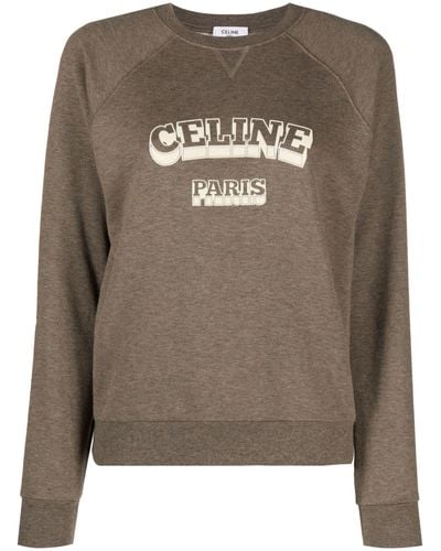 Celine Flocked Logo Sweatshirt - Brown