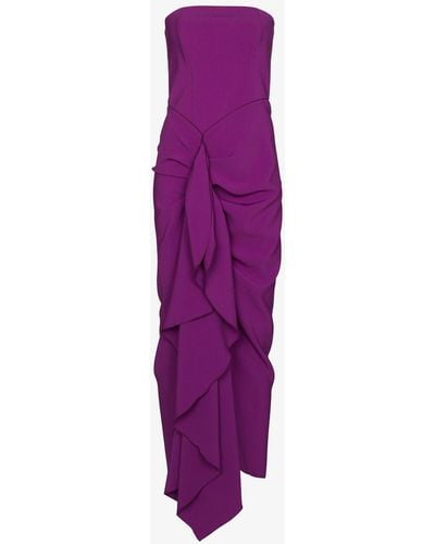 Solace London Thalia Strapless Draped Midi Dress - Purple