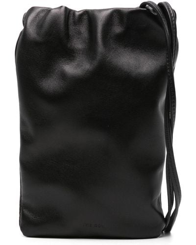 The Row Bourse Leather Phone Bag - Black