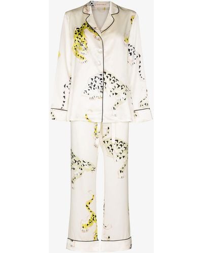 Olivia Von Halle Neutral Lila Amico Silk Satin Pyjamas - Women's - Silk - Metallic