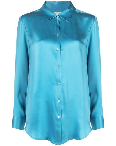 Asceno London Silk Shirt - Blue