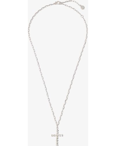 SHAY 18k White Gold Mini Cross Diamond Necklace - Men's - Diamond/18kt White Gold - Metallic