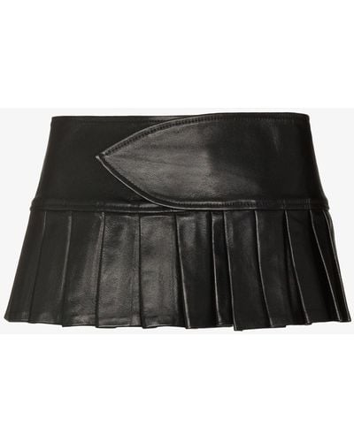 Mowalola Bgc Pleated Leather Mini Skirt - Black