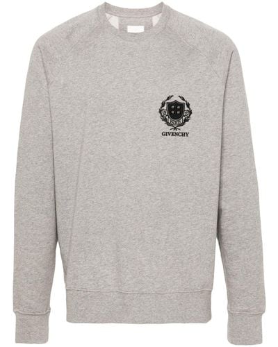 Givenchy Logo-embroidered Cotton Sweatshirt - Grey
