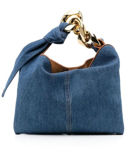 JW Anderson Denim Shoulder Bag - Women's - Cotton/calfskin - Blue