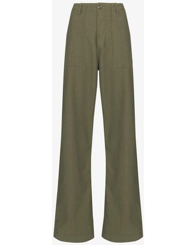 R13 Low-rise Wide Leg Cotton Trousers - Green