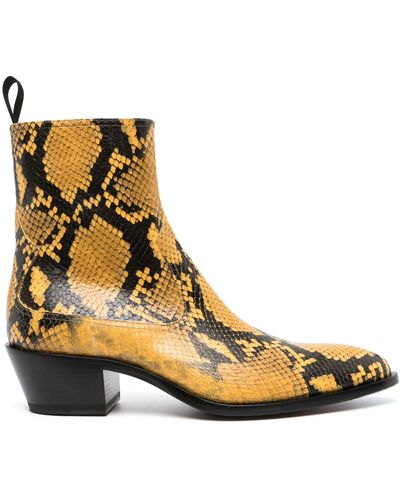 Bally Snakeskin-print Leather Boots - Natural