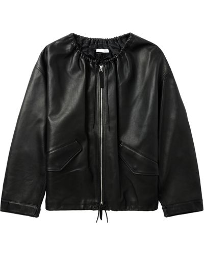 Helmut Lang Drawstring-neck Leather Jacket - Black