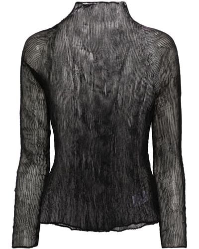 Issey Miyake Chiffon Twist Pleated Top - Women's - Polyester - Black
