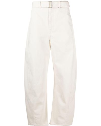 Lemaire Belted Wide-leg Pants - White
