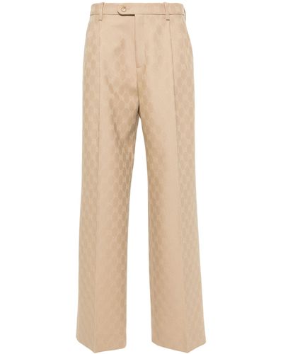 Gucci GG Wool Jacquard Trousers - Natural
