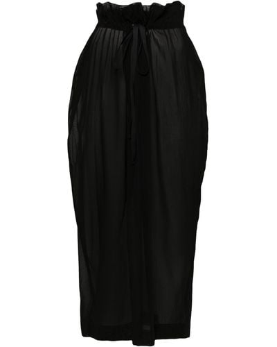 Khaite Semi-sheer Midi Skirt - Black