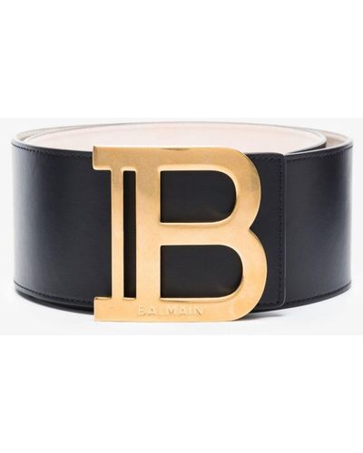 Balmain B Logo Wide Leather Belt - Black