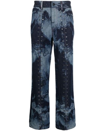 Feng Chen Wang Phoenix Straight Leg Jeans - Men's - Cotton - Blue